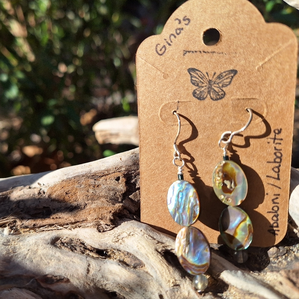 Abalone and labradorite earrings